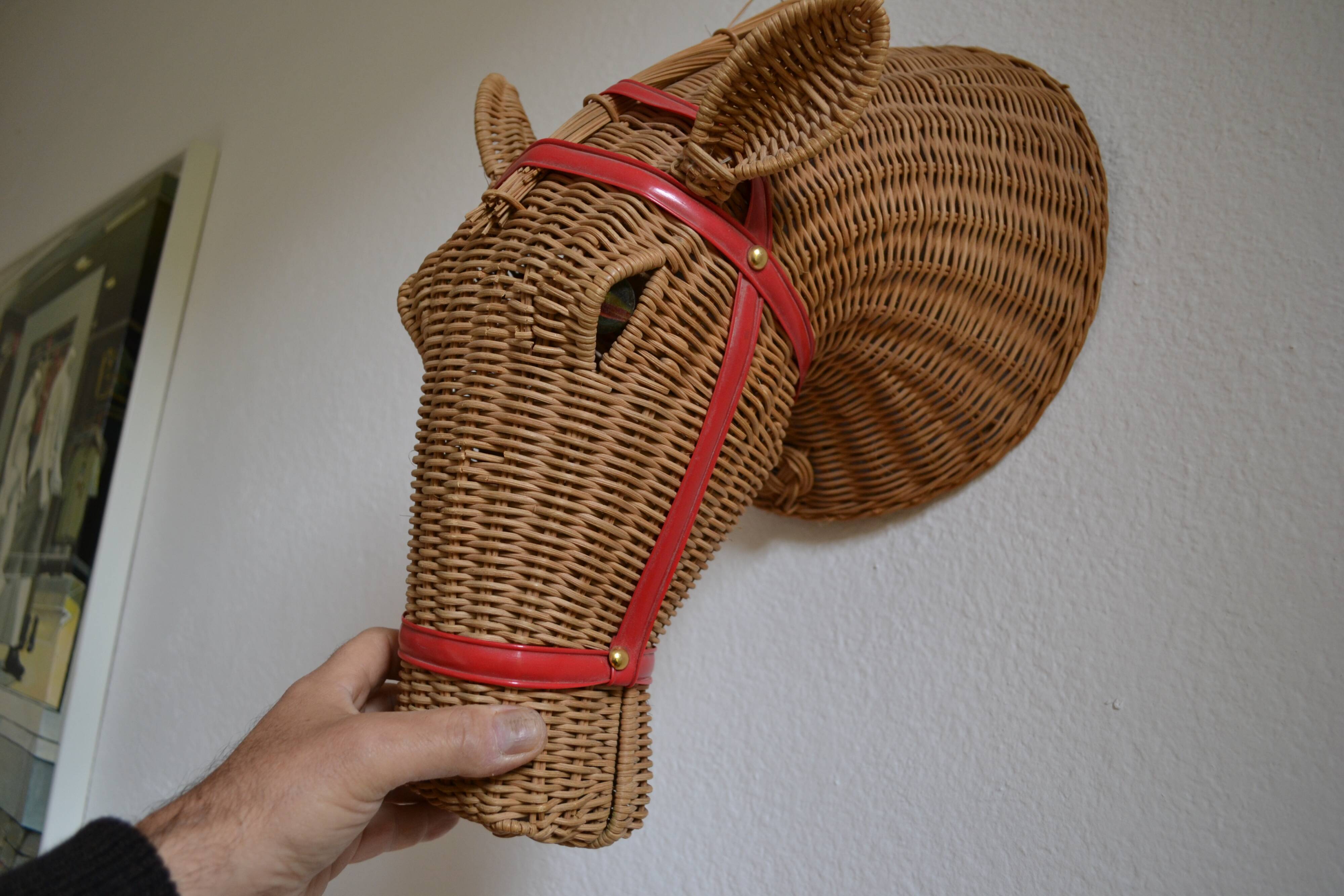 Rattan horse head 1960s 1970s