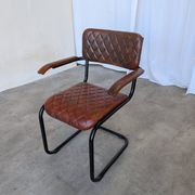 Chaise de salle à manger en cuir matelassé vintage : fauteuil de bureau industriel