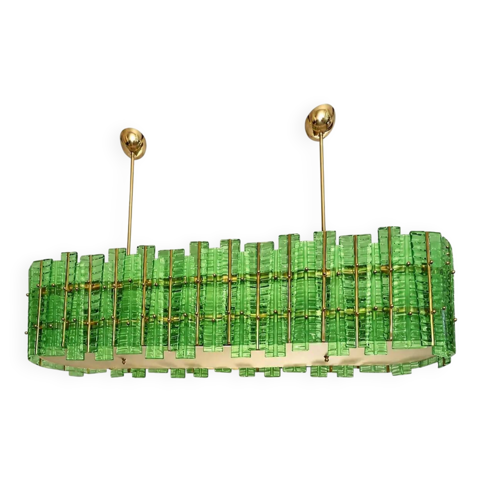 Green Contemporary Modern Italian "Tropical" Murano Glass Gold Chandelier