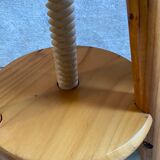 Vintage tripod workshop stool in pitchpin with height-adjustable screws