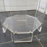 Octagonal side table in transparent plexiglass from the 70s