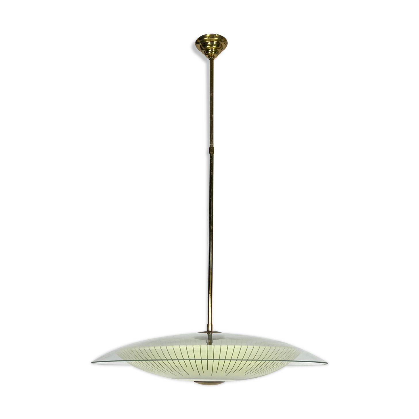 Mid-century curved glass disc chandelier from 50s