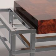 Table console en chrome et bois d'Aldo Tura, années 1970