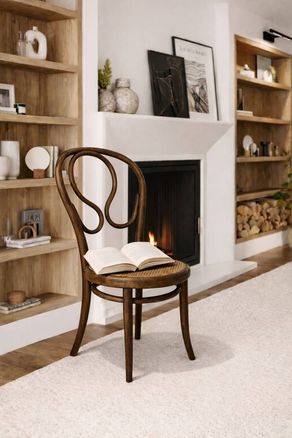 Set of three vintage bentwood bistro chairs – Cane seat – Mismatched