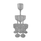Set of 9 crystal wine glasses engraved early twentieth century