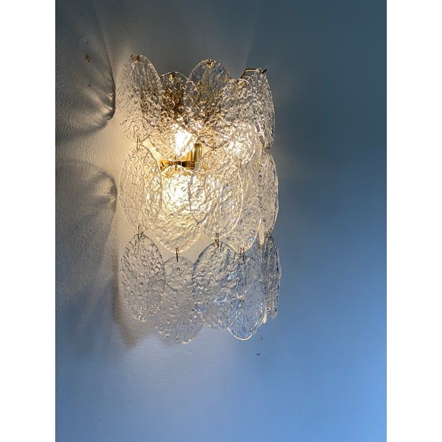 Contemporary murano glass "nuvoletta" disc 3 level wall light sconce