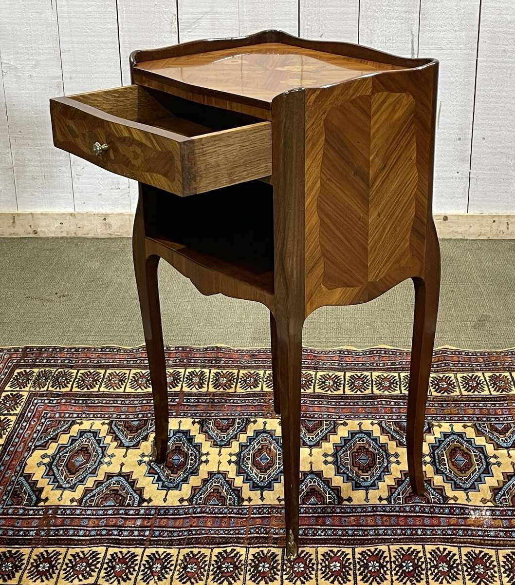 Louis XV style bedside table in rosewood and oak from the 1970s.