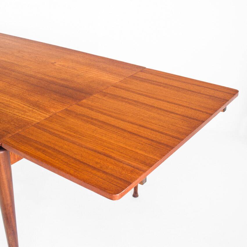 Scandinavian style teak table with two extensions. Vintage. France, 1960s