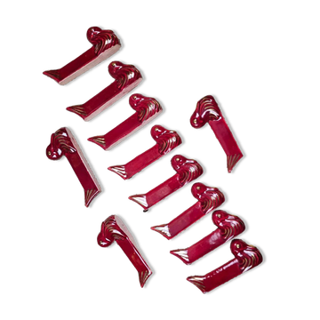 Set of 11 vintage duck knife rests – Glazed ceramic