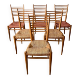 6 large straw chairs by Genevieve Pons