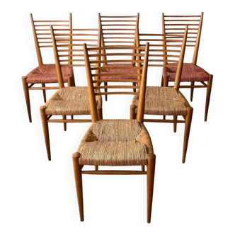 6 chaises paillées dlg de Genevieve Pons