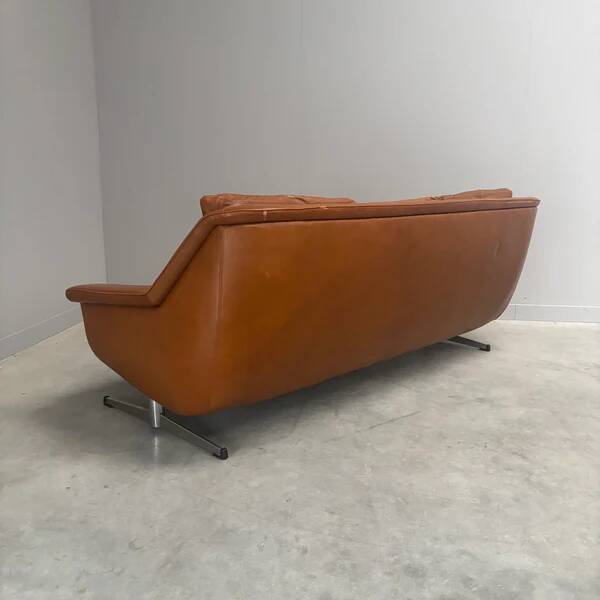 Cognac leather ESA lounge sofa, Denmark 1970s