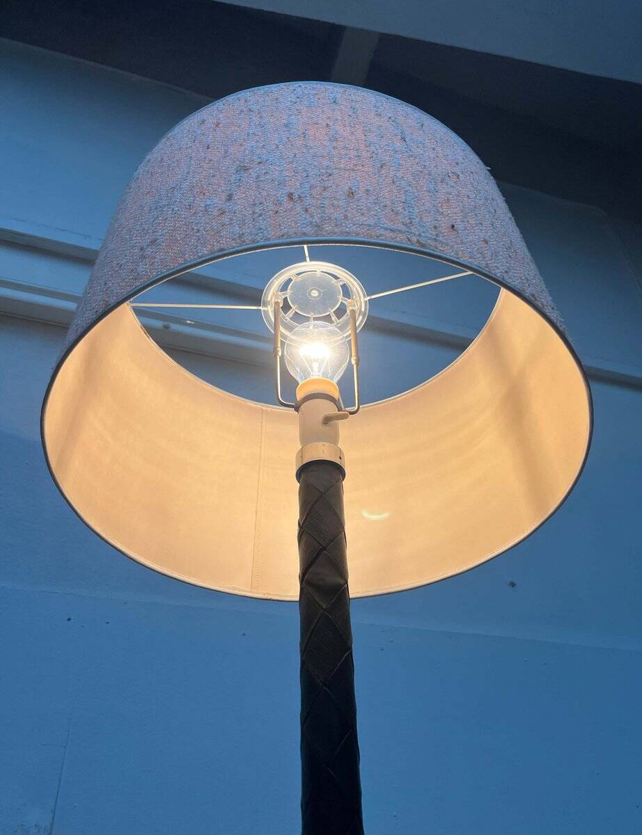 Leather floor lamp Model Flet modern Danish mid-century by Jo Hammerborg for Fog & Mørup, 1960s