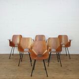 Set of 6 Italian Vittorio Nobili Medea chairs with armrests for Fratelli Tagliabue
