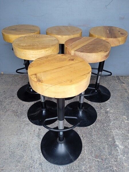 6 high bar stools wood and metal