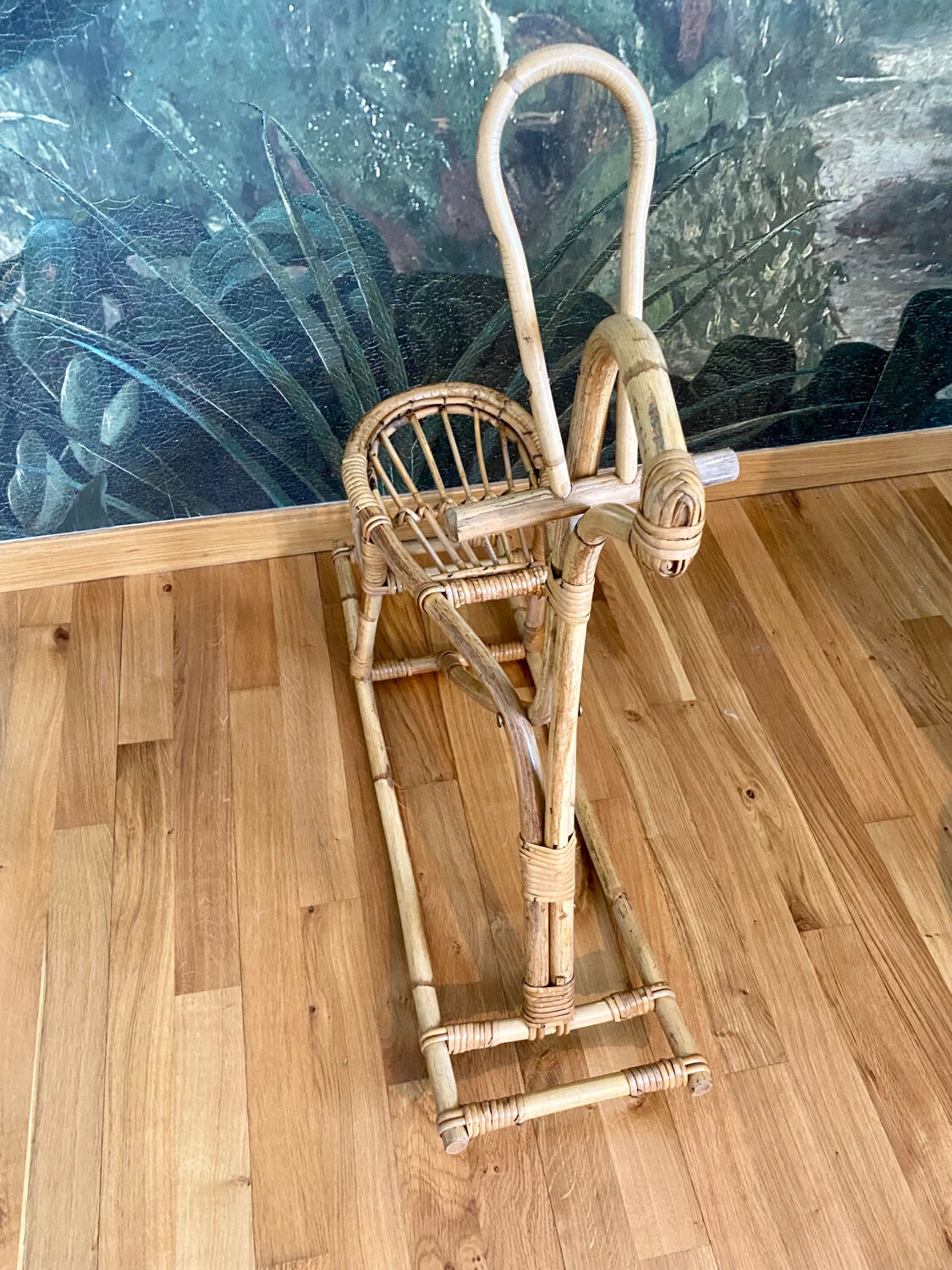 Old rattan rocking horse