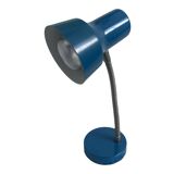 Vintage blue desk lamp, 1970s, flexible chrome metal