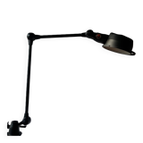 Old black Jieldé workshop lamp with clamp, 2 arms (35 and 50cm) - E27 150W.
