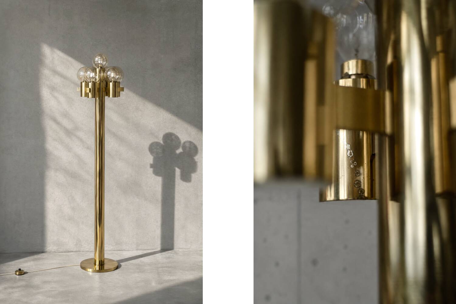 Vintage Mid-Century Scandinavian Modern Sculptural Gold Floor Lamp