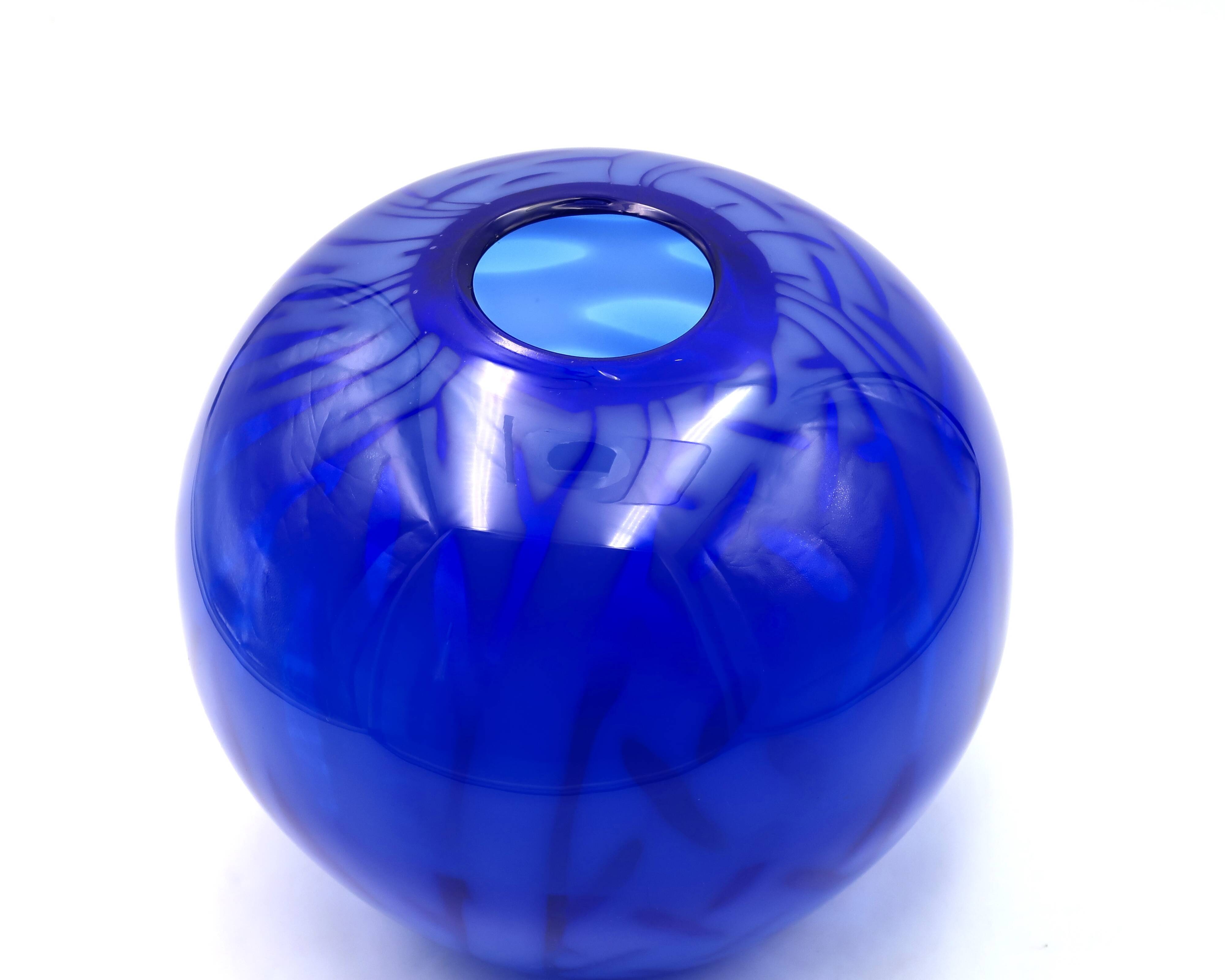 Impressive blue blown glass vase by Nicolas Morin.