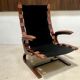 Fauteuil en cuir scandinave par Elsa et Nordahl Solheim pour Rybo Rykken, années 1960.