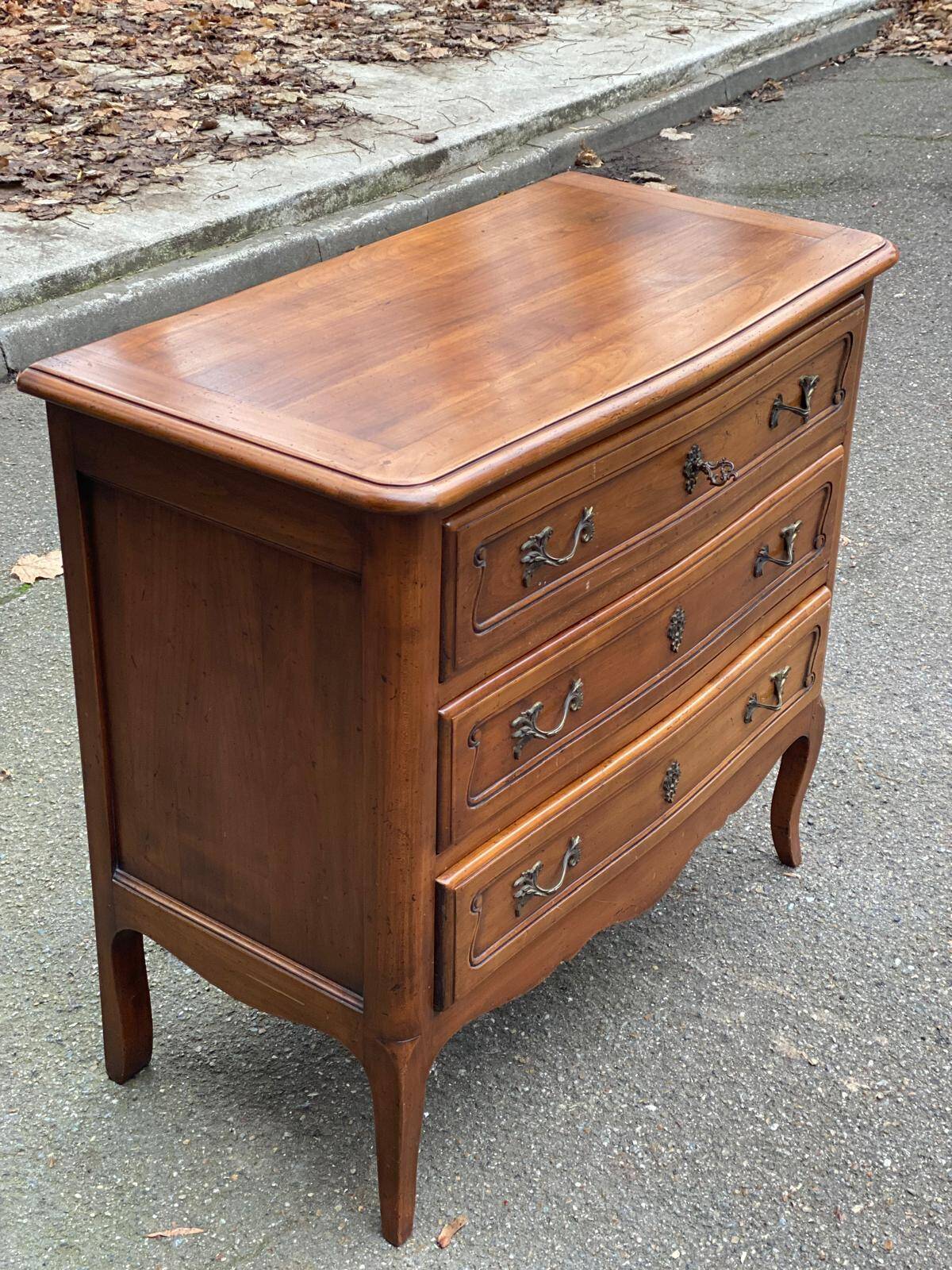Vintage solid oak Louis XV commode from the 19th century.