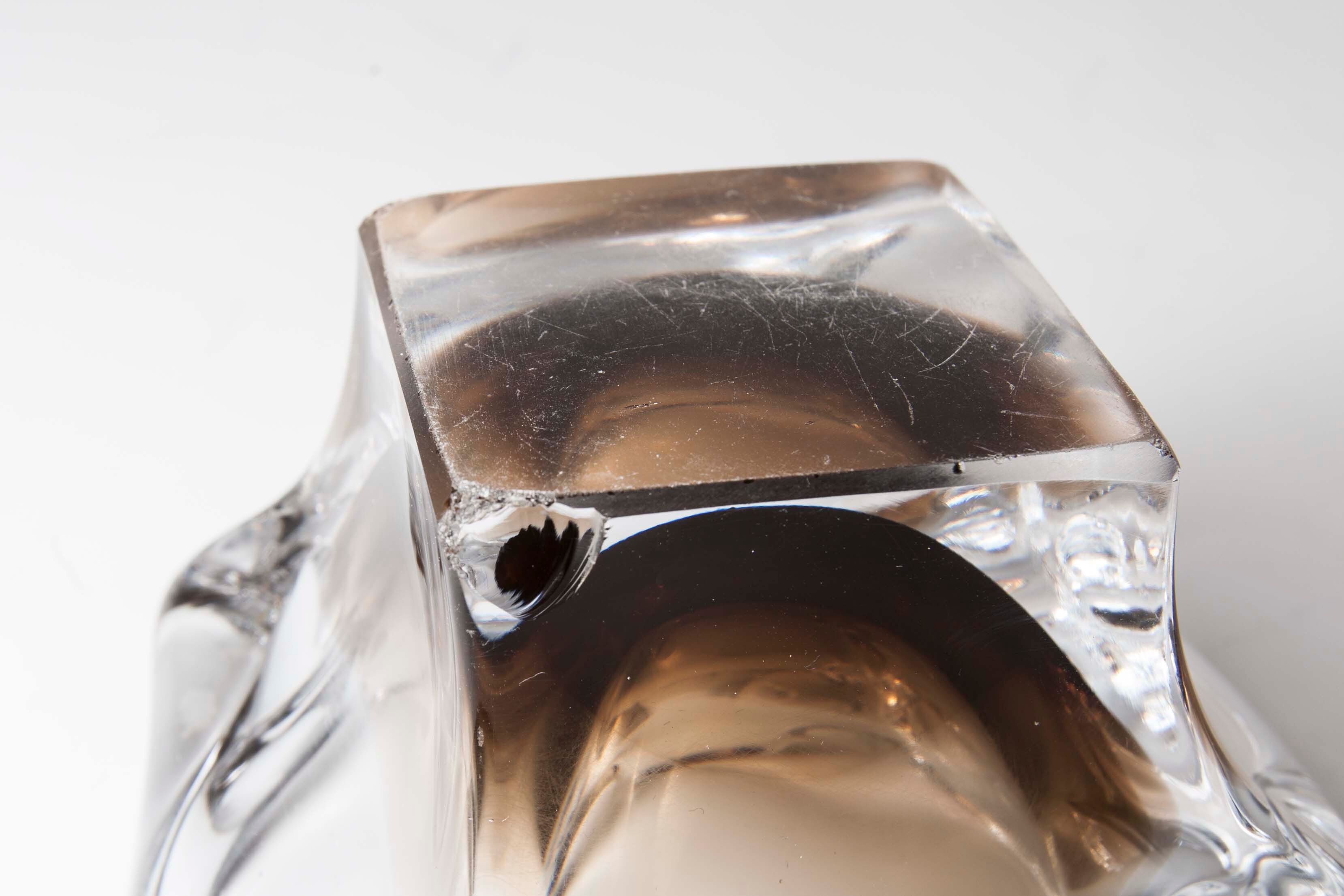 Murano ashtray transparent and smoked flower shape