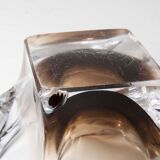 Murano ashtray transparent and smoked flower shape