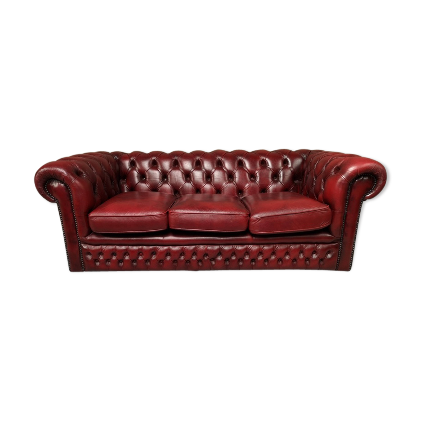 Red leather chesterfield sofa