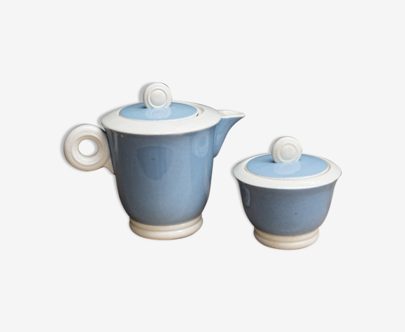 Cafetière théière et pot à sucre années 50 style art déco