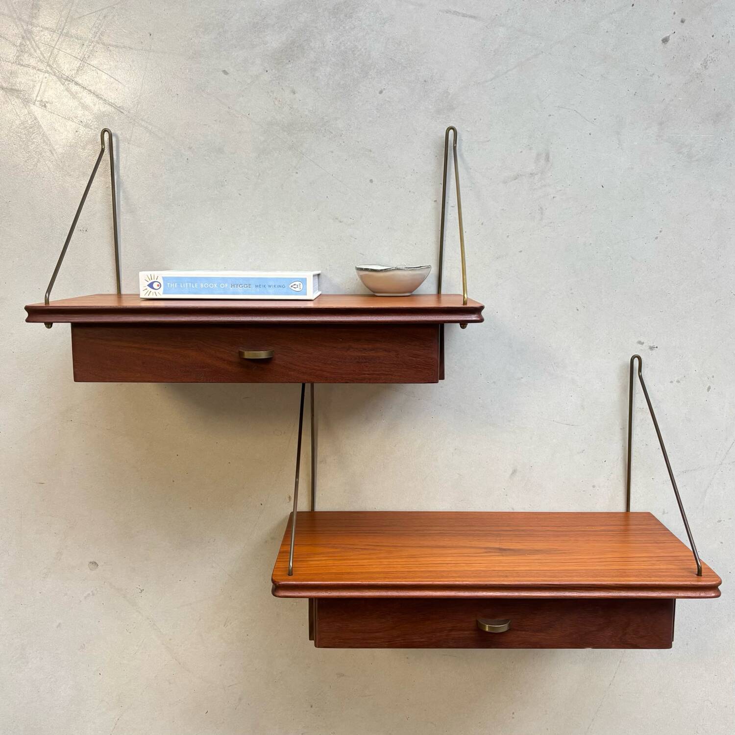 Vintage set of 2 floating nightstands - shelves