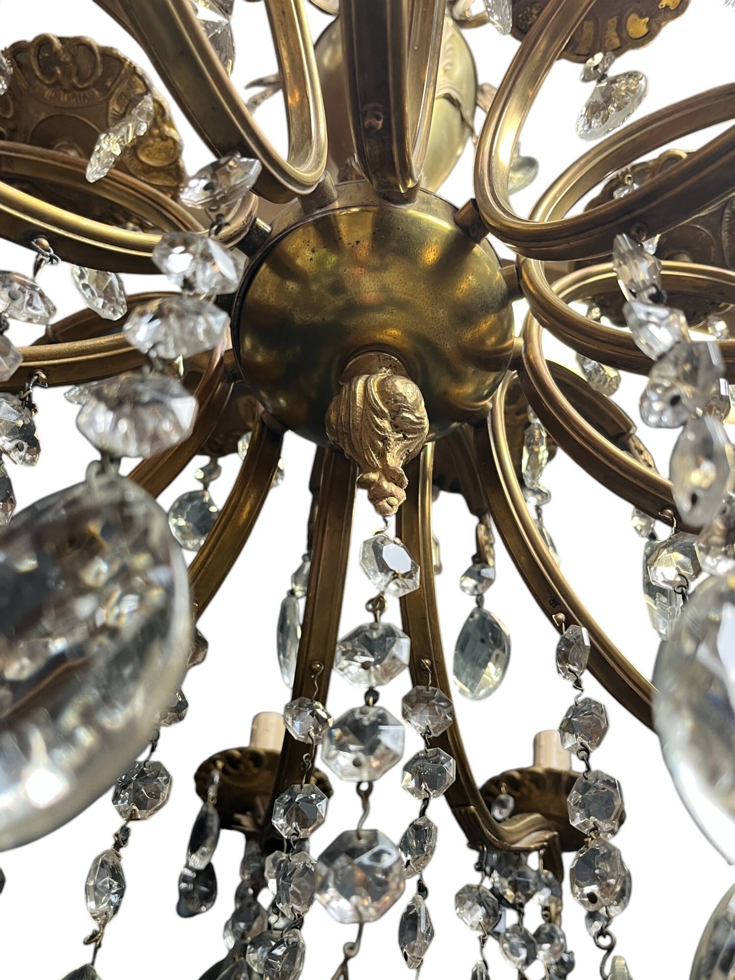 Napoleon III chandelier bronze brass crystal 18 lights late 19th century