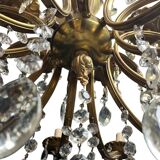 Lustre Napoléon III bronze laiton cristal 18 feux fin XIXème