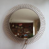 Italian bright / heated sun mirror in brass from the 50s