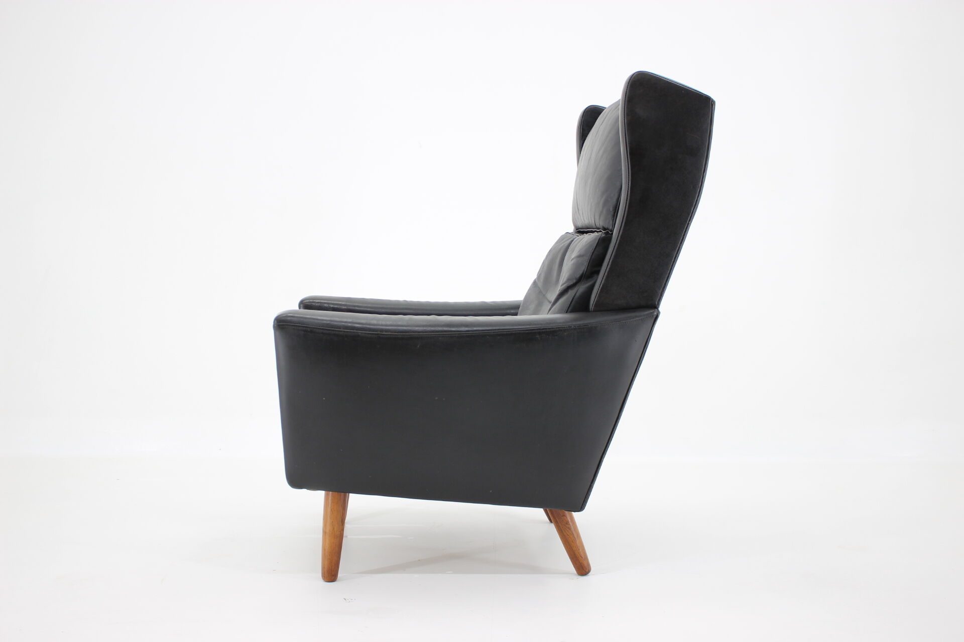 1970s leather wingback lounge chair, denmark