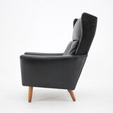 1970s leather wingback lounge chair, denmark