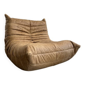 Brown leather armchair Togo