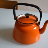 Vintage kettle orange enameled steel 1.5 liter