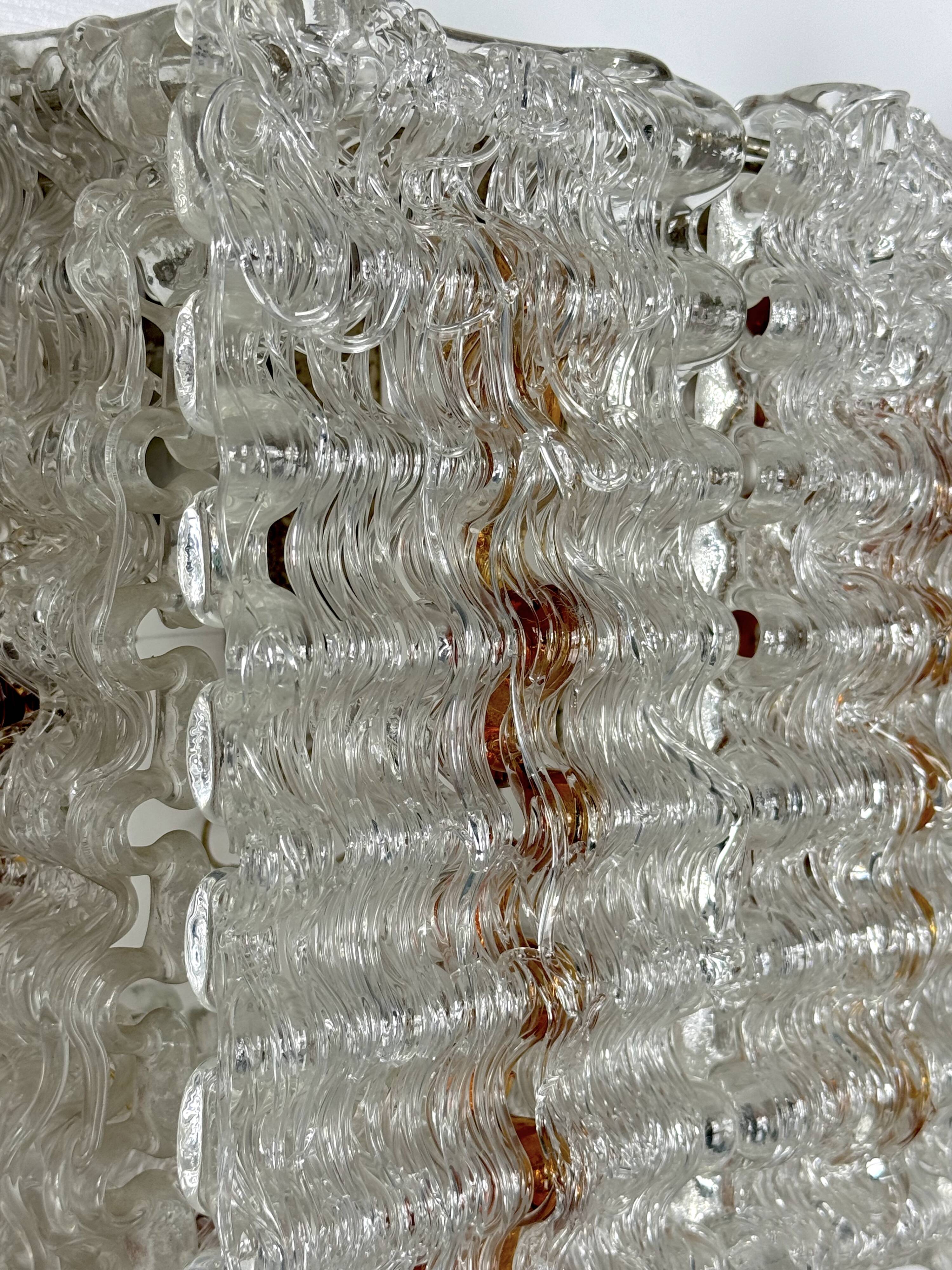 Set of four large wall lamps in murano glass elements by Poliarte. Italy 1970s