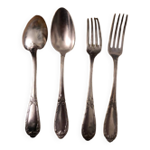 24 antique silver-plated cutlery sets