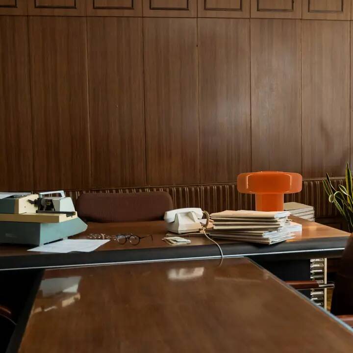 Orange glass table lamp in retro style