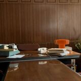 Orange glass table lamp in retro style