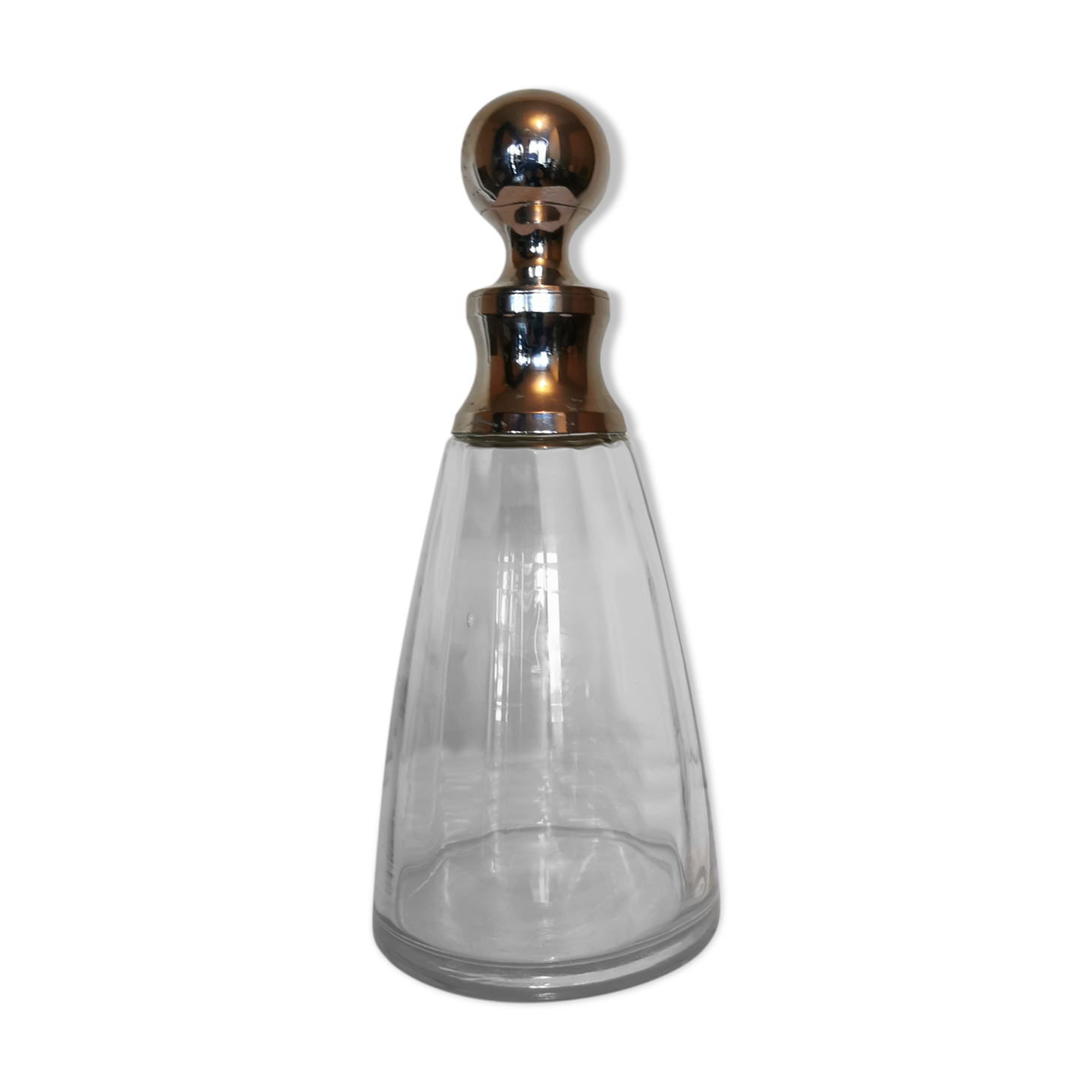 Carafe in glass and chrome metal 80s