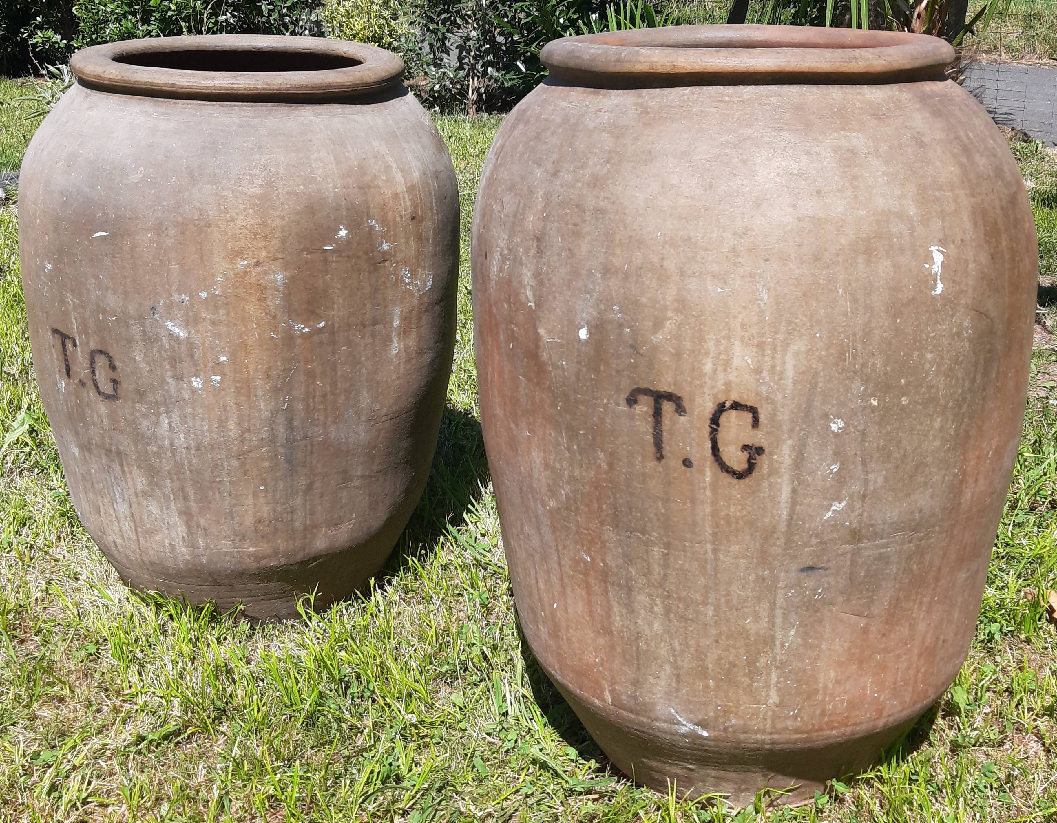 Pair of olive oil jars (or "tinajas"), Spain, 19th century