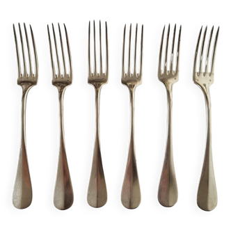Set of 6 vintage table forks in silver metal