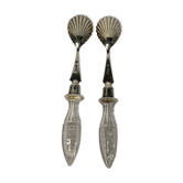 Old English salad cutlery in silver and crystal