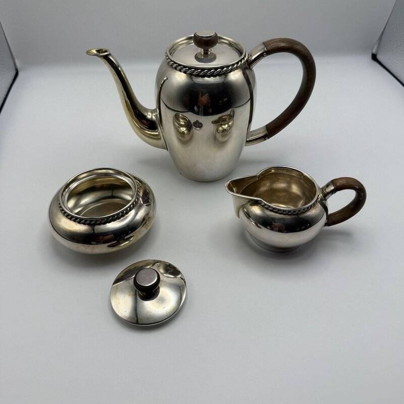 Three-Piece Bauhaus Silver Coffee Set, Grininger, Heilbronn, 1930