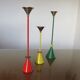 Series of 3 large candle holders signed Christian De Beaumont Memphis style in solid bronze 1980