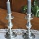 Pair of silver-plated candlesticks, silversmith Meurgey in Paris.