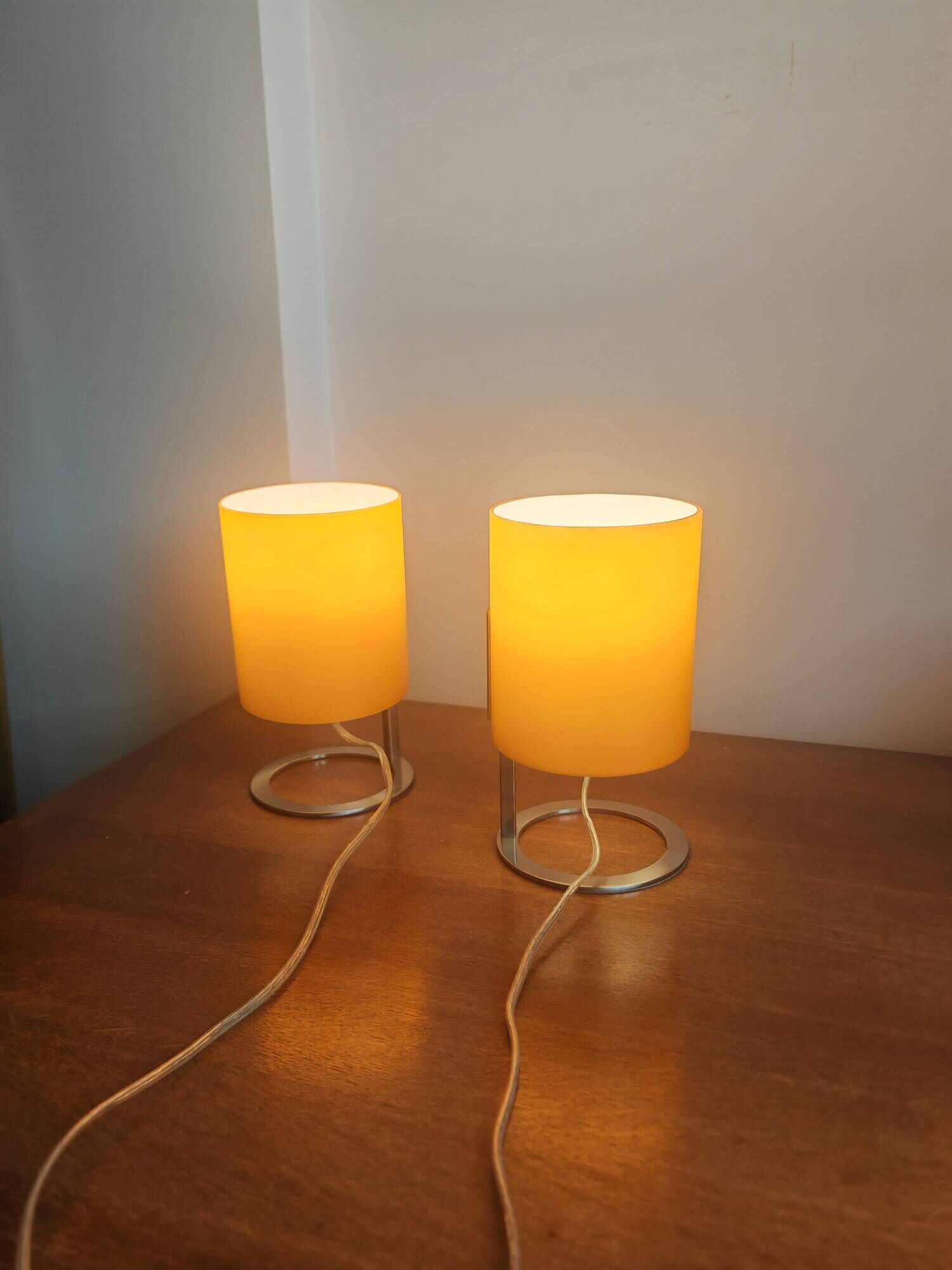 Paire de lampes tubes vintage Orange Pop & Chrome